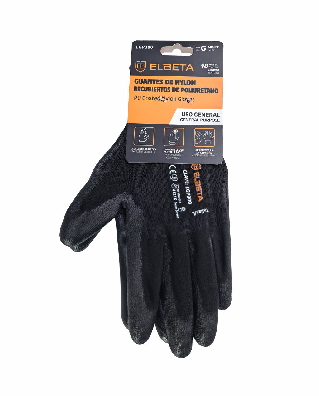 EGP300 PU Coated Nylon Gloves;Guantes de Nylon Recubiertos de Poliuretano