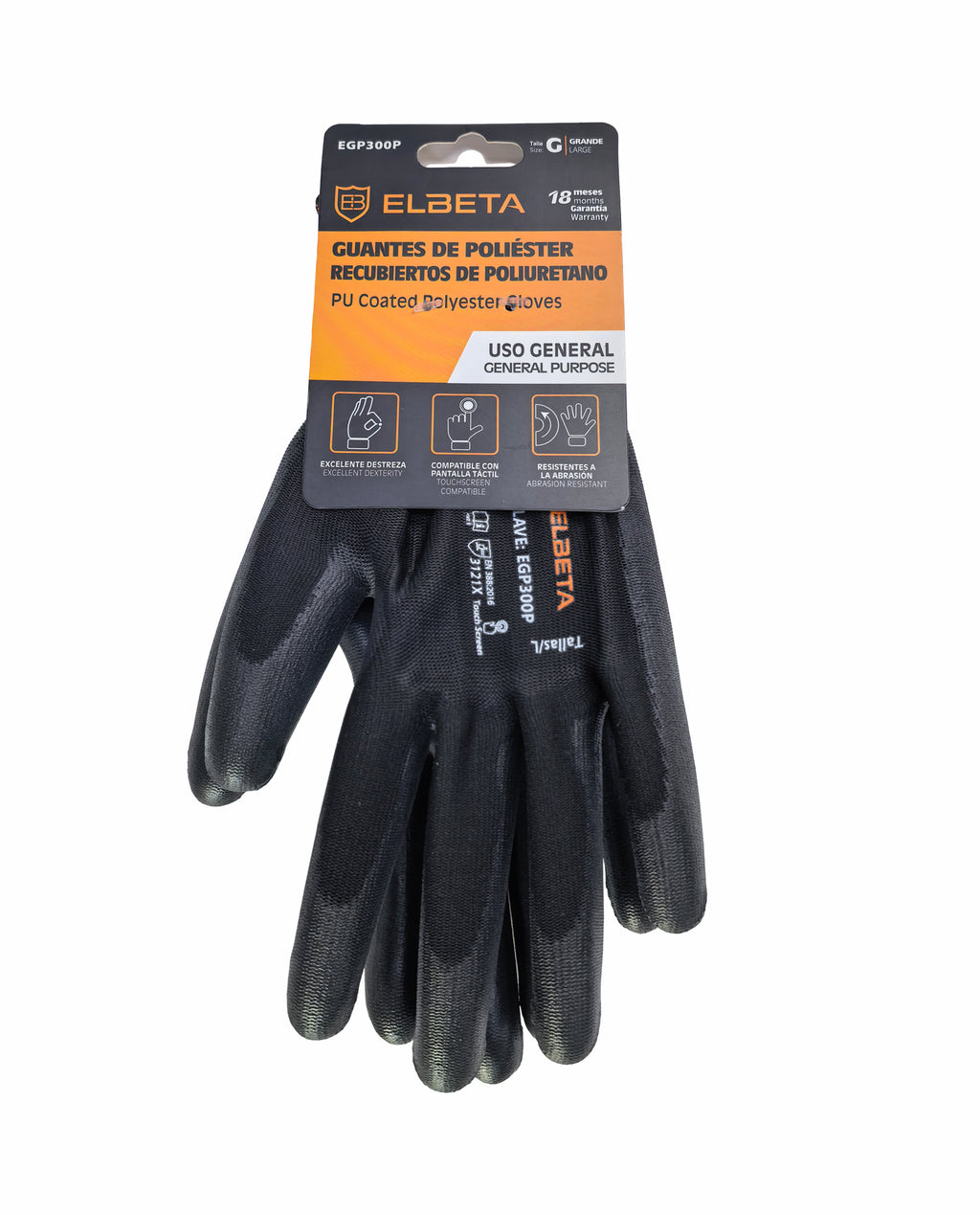 EGP300P PU Coated Polyester Gloves;Guantes de Poliéster Recubiertos de Poliuretano